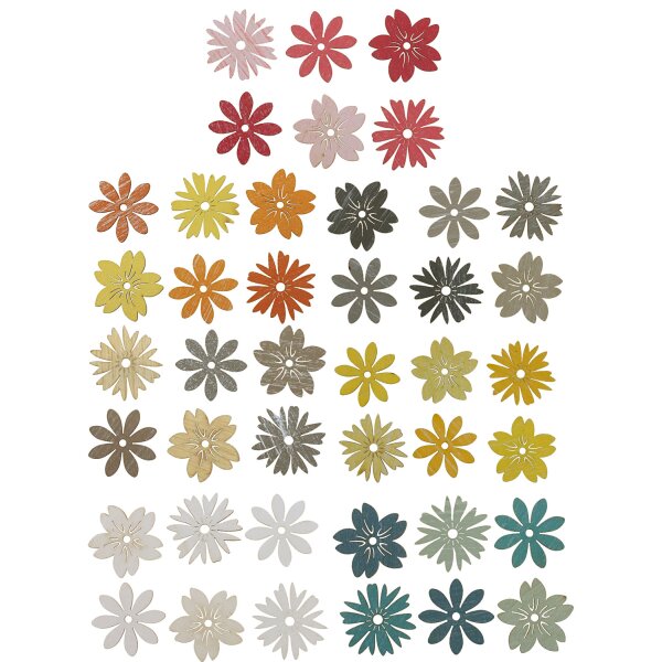 Streublumen aus Holz 4 cm in verschieden Farbsortierungen lieferbar