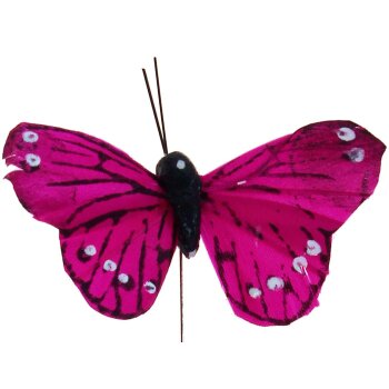 Federschmetterling pink 5 cm mit Draht