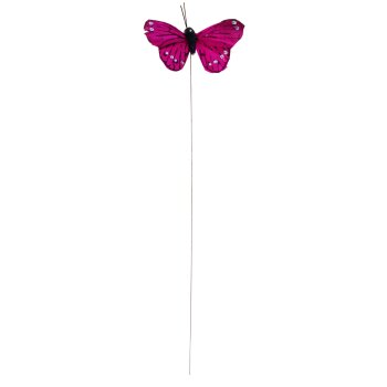 Federschmetterling pink 5 cm mit Draht