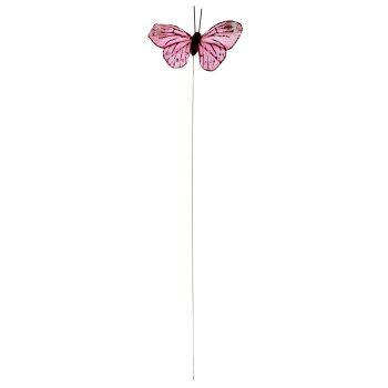 Federschmetterling rosa 5 cm mit Draht