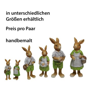 Deko-Hasenpaar stehend grün-weiss Polystone 2er-Set...