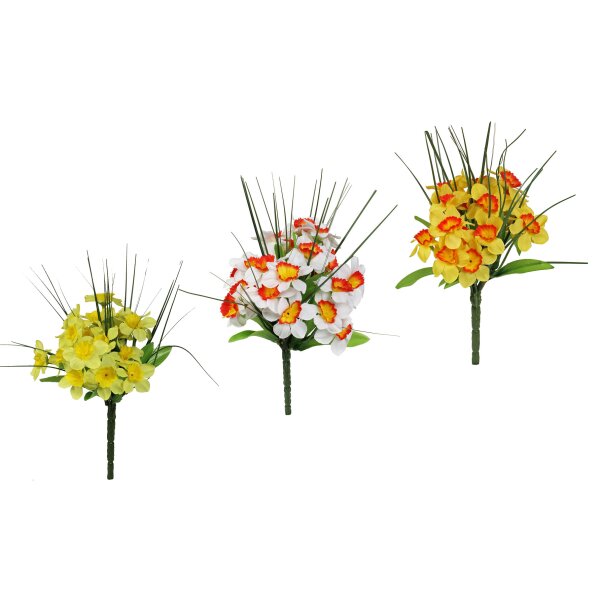 Deko-Narzissen Busch mit Isolepsis-Gras 21 cm in verschiedenen Farben lieferbar