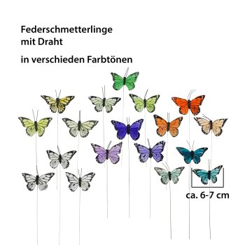Deko-Schmetterlinge Ton-in-Ton 6-7 cm am Draht 3er-Set in...