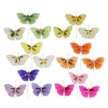 Deko-Schmetterlinge am Draht 8,5 cm 3er-Set in...