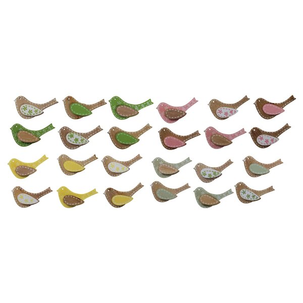 Deko-Vögel aus Holz 4 cm 6 Stück in unterschiedlichen Farbsortierungen Holzstreu Bastelvögel Mini-Vögel