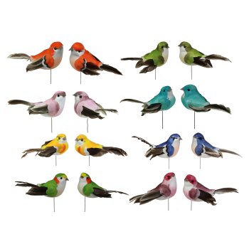 Deko-Vögel mit Federn - in verschiedenen Farben und Größen verfügbare Bastelvögel