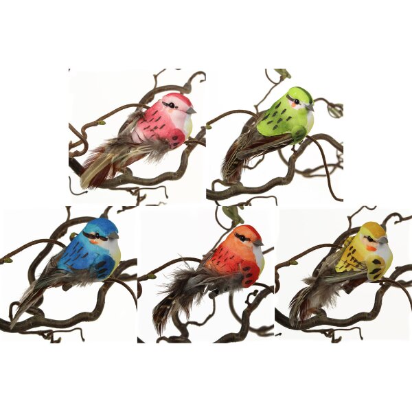 Dekovögel mit Clip 9 cm in verschiedenen Farben lieferbar