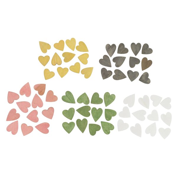 Holzstreu-Herzen 2fach sortiert 3-3,5 cm in verschiedenen Farben verfügbar