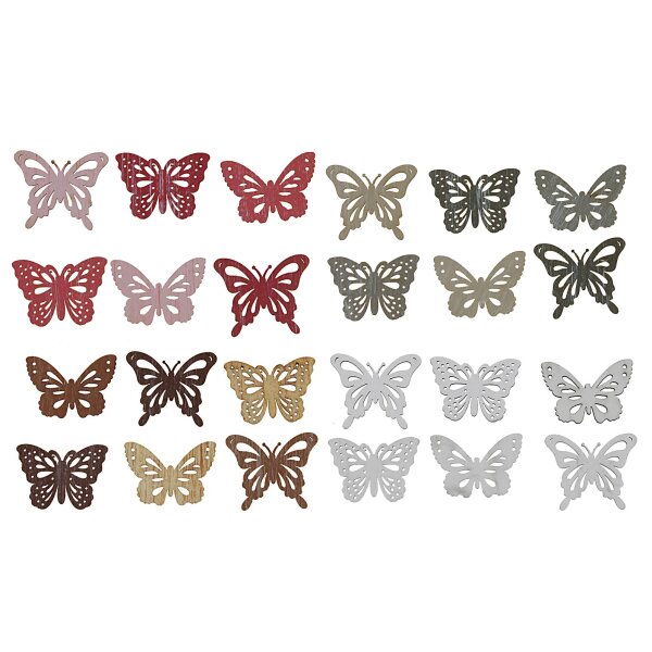 Holz-Schmetterlinge zum Basteln 4 cm in unterschiedlichen Farbsortierungen