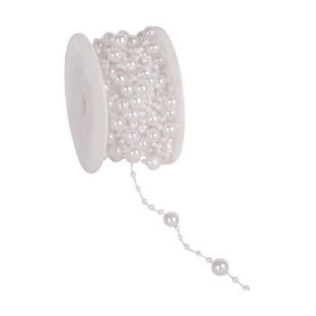 Perlenband Round Beads weiss Komplettrolle mit 10 Meter