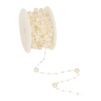 Perlenband Round Beads creme Komplettrolle mit 10 Meter