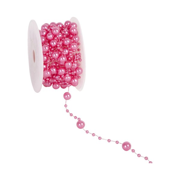 Perlenband Round Beads fuchsia-pink Komplettrolle mit 10 Meter