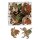 Kleine Bastel-Igel aus Holz mit Wanderstab und Herbstlaub natur 5 cm