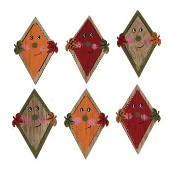 Mini-Drachen zum Basteln Holzdeko grün-orange-rot 5...