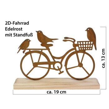 Rostiges Minifahrrad mit Holzstandfuß 19 cm