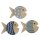 Holzdekofische türkis-blau 4,5 cm 3fach sortiert