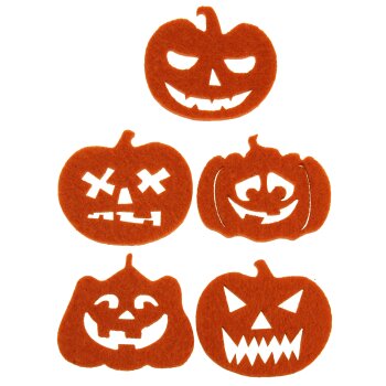 Streudeko Halloween-Kürbisse aus Filz 5 cm - in 5 Modellen sortiert - schwarz oder orange