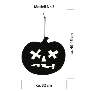 Halloweenkürbisse mit Aufhänger, 40-45 cm, aus Filz - In 5 Verschiedenen Modellen, Orange oder Schwarz - Fensterdekoration