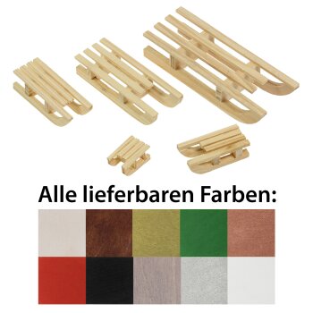 Holzschlitten von 2,2 cm bis 20 cm - in vielen Farben verfügbar - Dekoschlitten Mini-Schlitten zum Basteln