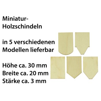 Miniatur-Holzschindeln 30 mm x 20 mm in verschiedenen Modellen