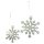 Schneeflocken silber aus Metall mit Glitter 2er-Set mit Anhänger 14 + 17 cm