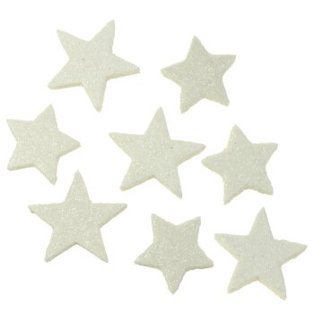 Funkelnde Glittersterne 4-5 cm creme-weiß 8 Stück
