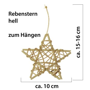 Rebenstern hell 10 cm - 15-16 cm mit Aufhänger