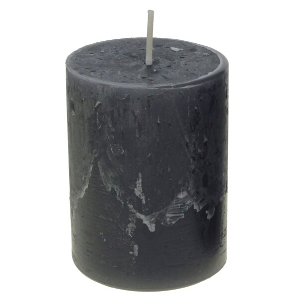 Rustickerzen 8 x 6 cm anthrazit - rustikale, selbstlöschende Stumpenkerzen - Safe Candle - Sparpack
