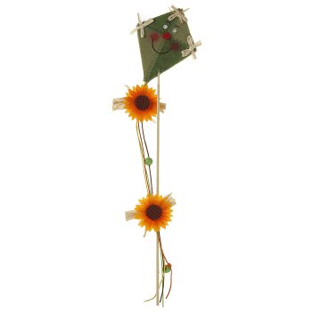 Filzdrachen mit Sonnenblumen am Stab 34 cm
