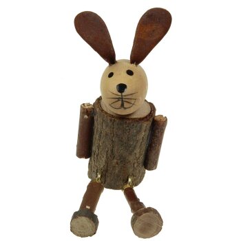 Deko-Hase aus Holz und Metall Schlenkerbeine 11 cm