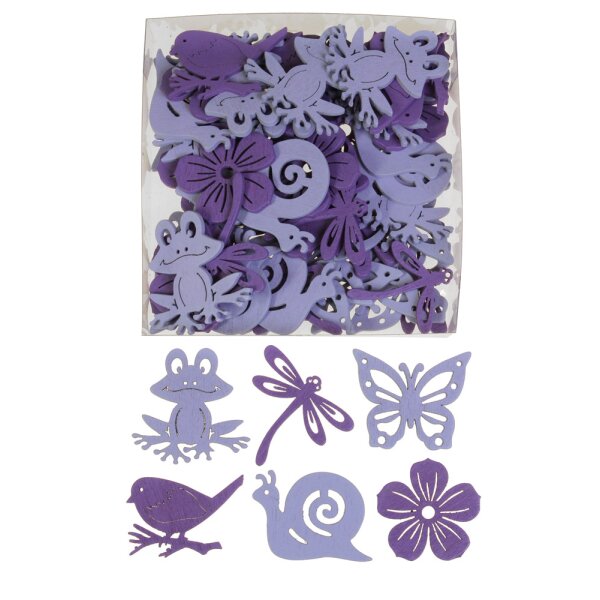Holzstreu Frühjahrsmix lila-violett 3,5cm-4cm Großpackung 60 Stück