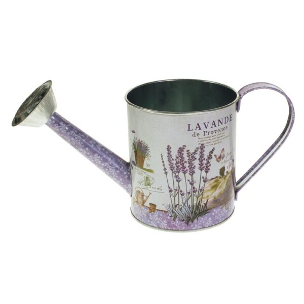 Zinkgiesskanne Romantica mit Lavendel-Design weiss-lavendel 22 cm