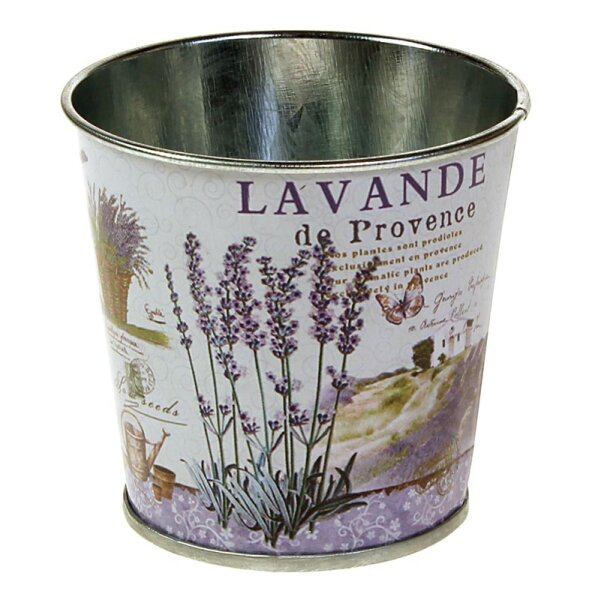 Zinktopf Romantica mit Lavendel-Design weiss-lavendel 15,5 cm