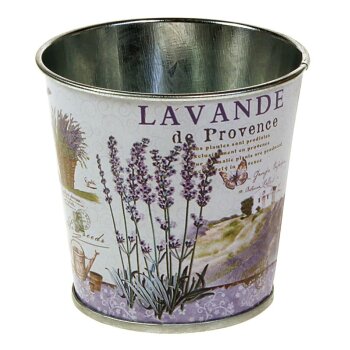 Zinktopf Romantica mit Lavendel-Design weiss-lavendel 14 cm