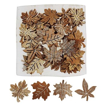 Streudeko Herbstlaub-Mix aus Holz natur-braun white-wash...