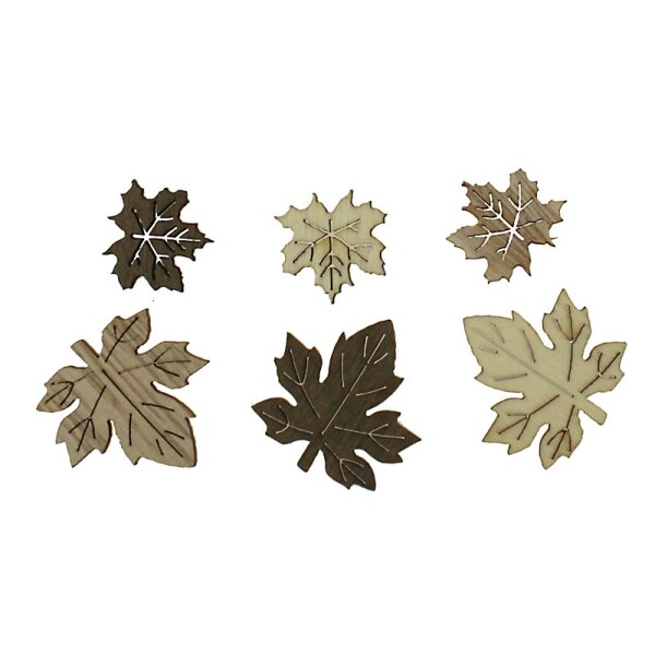 Streudeko Herbstlaub aus Holz natur-braun 2,5 - 4,5 cm 6 Stück