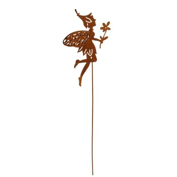 Elfe zum Stecken mit einer Blume in Rostoptik 31 cm