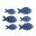 Streudeko Holzfische selbstklebend blau 3,5 + 4,5 cm 6 Stück