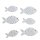 Streudeko Holzfische selbstklebend weiss 3,5 + 4,5 cm 6 Stück