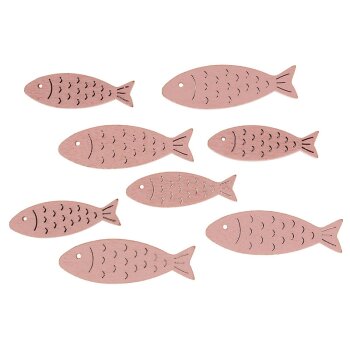 Fische aus Holz rosa 4,5+5,5 cm Großpackung 72 Stück