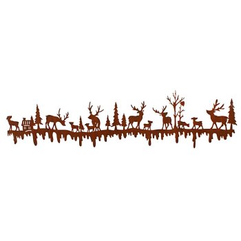 Winterszene in Edelrost mit Hirschen 50 cm