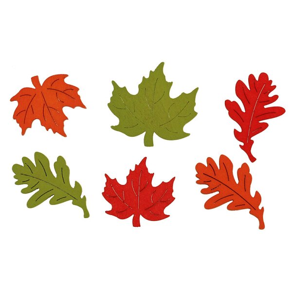 Herbstlaub-Mix Streudeko rot-grün-orange 4-5 cm 6 Stück