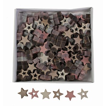 Mini-Sterne offen und geschlossen Streudeko rosa-grau-weiss 2 cm Großpackung 144 Stück