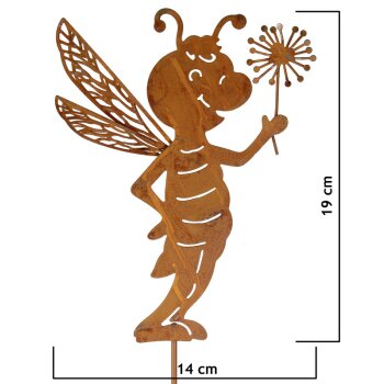 Rostige Biene zum Stecken 71 cm Gartendeko