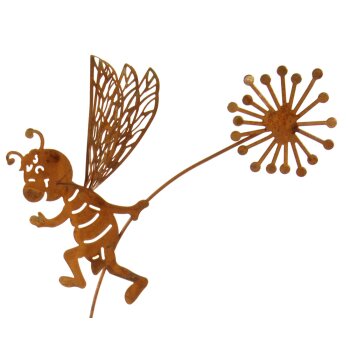 Biene zum Stecken mit Pusteblume 37 cm Rostdeko