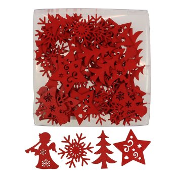 Weihnachts-Streuteile Mix rot 4 cm Sparpackung 48 Stück