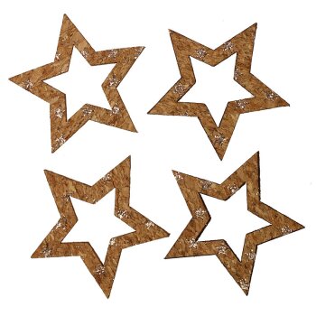 Streudeko offene Sterne aus Kork 6 cm 4 Stück