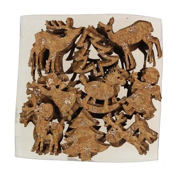 Streudeko aus Kork Weihnachtsmix 9 Motive 3,5 – 4 cm Sparpackung 72 Stück