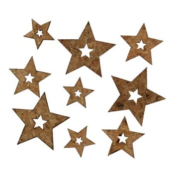 Streudeko Sterne aus Kork offen 3 - 5 cm Sparpackung 72 Stück