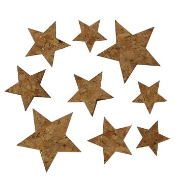 Streudeko Sterne aus Kork 3 - 5 cm 9 Stück